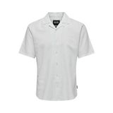ONLY & SONS Erkek Onscaiden Ss Solid Resort Linen Noos kısa kollu gömlek, Beyaz, L
