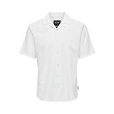 ONLY & SONS Erkek Onscaiden Ss Solid Resort Linen Noos kısa kollu gömlek, Beyaz, S
