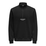 ONLY & SONS Erkek Onscurated Reg Half Zip Sweat Sweatshirt, Siyah, M
