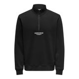 ONLY & SONS Erkek Onscurated Reg Half Zip Sweat Sweatshirt, Siyah, S