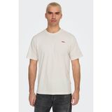 Only & Sons Erkek Onsdawson Regular Fit Kısa Kollu Pamuk T-Shirt 22033190 Ekru - Gri