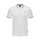 ONLY & SONS Erkek Onsfletcher Slim Ss Polo Noos Polo Tişört, Parlak beyaz/Detay: Siyah kontrast çizgili, XXL