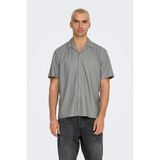 Only & Sons Erkek Onskarı rahat Kesim Kısa Kollu Çıt Çıt Düğmeli Gömlek 22032560 Gri - XL