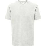 Only & Sons Erkek Onskıan Kare Desenli Kısa Kollu Pamuklu T-Shirt 22028692 Ekru - 2XL