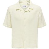 Only & Sons Erkek Onskyle Kısa Kollu Kendinden Desenli Pamuk Gömlek 22029217 Krem