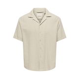 ONLY & SONS Erkek Onslatham Rlxss Resort Linen Struc Shi kısa kollu gömlek, Gümüş Astar, XL