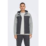Only & Sons Erkek Onsmack Su Geçirmez Kapüşonlu Ceket 22024207 Gri