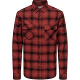 Only & Sons Erkek Onsmatt Uzun Kollu Regular Fit Pamuk Gömlek 22030127 Kırmızı