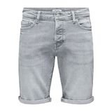 ONLY & SONS Erkek ONSPLY MGD 8774 TAI DNM SHORTS NOOS Şort, Medium Grey Denim, M