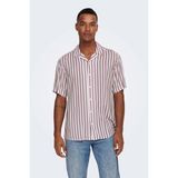 Only & Sons Erkek Onswayne Çizgili Kısa Kollu Gömlek 22013267 Gül Kurusu - XL