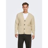 Only & Sons Erkek örgü ceket ONSFRAME örgü ceket, Oatmeal., L