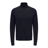 ONLY & SONS Erkek örgü kazak yüksek yaka, Koyu Lacivert, XL