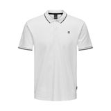 ONLY & SONS Erkek Polo Tişört ONSFLETCHER - Regular Fit XS S M L XL XXL, Parlak Beyaz Siyah Kontrast Çizgili, L