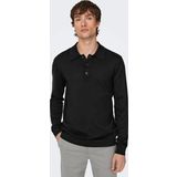 Only & Sons Erkek Polo Yaka Uzun Kollu Siyah Triko T-shirt - 22021184