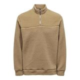 Only & Sons Erkek Regular Fit Fermuarlı Sweatshirt, Kahverengi, L L