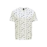 Only & Sons Erkek Regular Fit Kısa Kollu Bisiklet Yaka Baskılı T-Shirt, Beyaz, XL