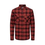 Only & Sons Erkek Regular Fit Uzun Kollu Ekose Gömlek, Kırmızı-Siyah, XL