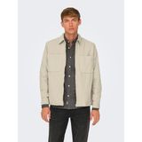 Only & Sons Erkek Relaxed Fit Fermuarlı Bej Kadife Ceket - 22029769