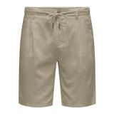 ONLY & SONS Erkek Şort ONSLEO LINEN MIX 0048 SHORTS Koyu Bej L