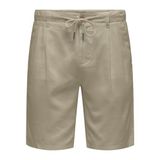 ONLY & SONS Erkek Şort ONSLEO LINEN MIX 0048 SHORTS Koyu Bej S