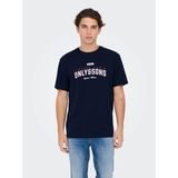 Only & Sons Erkek T-shirt Lacivert 22028593 Onslenny Lıfe Reg Vıntage Prınt Tee Noos