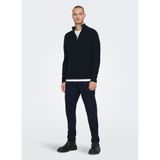 Only & Sons Erkek Yarım Fermuarlı Örgü Kazak, Koyu Lacivert