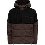 Only & Sons Erkek Yarım Peluş Kapüşonlu Mont 22026160 - Siyah - 2XL