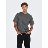 Only & Sons Fred Rahat Kesim Kısa Kollu T-Shirt, M, p-zal-chr-2021-224, Gri, Erkek