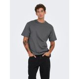 Only & Sons Fred Rahat Kesim Kısa Kollu T-Shirt, XL, p-zal-chr-2021-224, Gri, Erkek