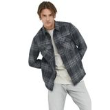 Only & Sons Kapitone Kareli Gömlek, S, 80646202322023584, Antrasit, Erkek