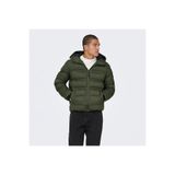 Only & Sons Kapüşonlu Puffer Mont, L, Kapüşonlu Puffer Mont, Haki, Erkek