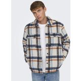 Only & Sons Krem Erkek Mont ONSGIO LF CHECK PADDED JACKET OTW