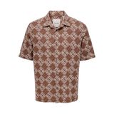 Only & Sons Normal Desenli Gömlek ONSJOHNSON REG SS 36 SHIRT, M, 5003336928, Kahve, Erkek