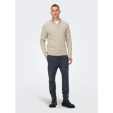 Only & Sons Normal Düz Ekru Erkek Kazak Onsphıl Reg 12 Struc Half Zıp Knıt