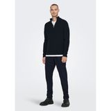 Only & Sons Normal Düz Koyu Lacivert Erkek Kazak Onsphıl Reg 12 Struc Half Zıp Knıt