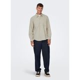 Only & Sons Normal Ekru Düz Erkek Gömlek Onsalp Rlx 2pkt Washd Cord Ls Shırt - XL