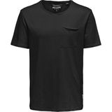 Only & Sons Normal Kalıp Düz Siyah Erkek T-Shirt - 22022531_Onsroy Reg Ss Slub Pocket