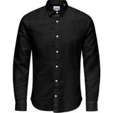 Only & Sons Normal Siyah Desenli Erkek Gömlek Onscaıden Ls Solıd Lınen Shırt Noos - XL