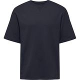Only & Sons O Yaka Düz Koyu Lacivert Erkek T-Shirt Onsmoab Lıfe Rlx Ss Sweat - XS