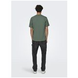 Only & Sons O Yaka Düz Su Yeşili Erkek T-Shirt ONSMAX LIFE SS STITCH TEE NOOS