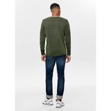 Only & Sons O Yaka Normal Düz Haki Erkek Kazak Onsgarson 12 Wash Crew Knıt Noos