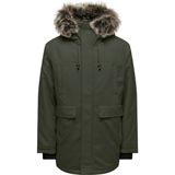 Only & Sons Only Haki Erkek Kapüşon Yaka Mont 22027557_ONSFUTURE Faux Fur - XL