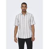 Only & Sons Only&sons Erkek Çizgi Desenli Keten Gömlek 22028420 - Yeşil - XS