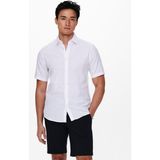 Only & Sons Only&sons Erkek Kısa Kollu Keten Pamuklu Gömlek 22009885 - 2XL - Beyaz