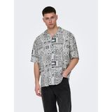 Only & Sons Only&sons Erkek Rahat Kesim Desenli Yazlık Gömlek 22028514 - Beyaz