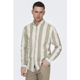 Only & Sons Onsarlo Pamuk ve Keten Karışımlı Slim Fit Erkek Gömlek 22028040 BEJ-BEYAZ