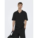 Only & Sons Onsaustin Rlx Ss Seersucker Resort Polo T-Shirt Erkek Polo T-Shirt Siyah (22038187) - M