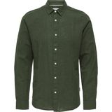 Only & Sons Onscaiden Keten ve Pamuk Karışımlı Slim Fit Gömlek Erkek Gömlek 22012321 - Koyu Haki