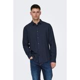 Only & Sons Onscaiden Keten ve Pamuk Karışımlı Slim Fit Gömlek Erkek Gömlek 22012321 - Lacivert