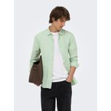 Only & Sons ONSCAIDEN LIFE LS Erkek Yeşil Keten Karışım Gömlek, S Beden